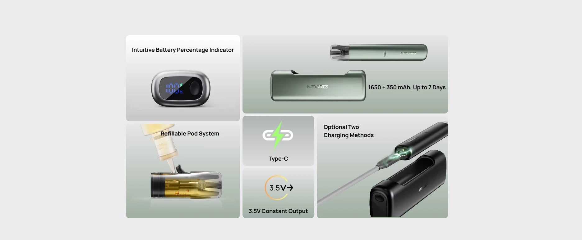 Οπτική απεικόνιση του προϊόντος aspire nexi pro pod kit 2ml overview