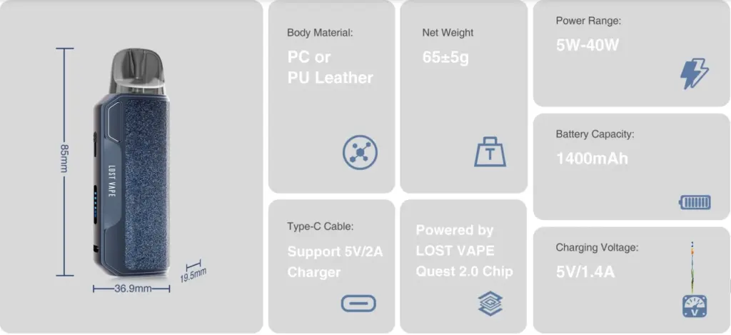 Οπτική απεικόνιση του προϊόντος lost vape thelema elite s pod kit 40w end specs