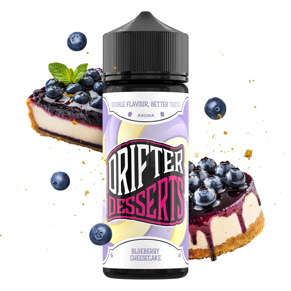 Drifter-Desserts-Blueberry-Cheesecake-24ml-0mg Φωτογραφία του προϊόντος Drifter Desserts 24/120ml Blueberry Cheesecake.