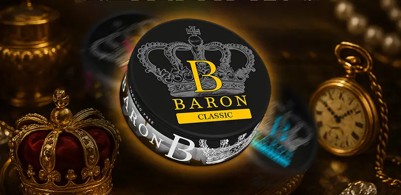 Οπτική απεικόνιση του προϊόντος baron nicotine pouches 77mg banner
