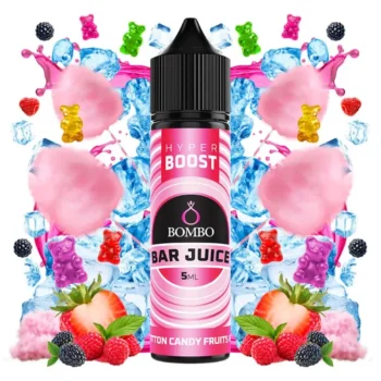 Οπτική απεικόνιση του μπουκαλιού 60ml Bombo Bar Juice Hyper Boost Cotton Candy Fruits Ice.