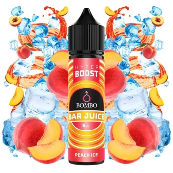 Οπτική απεικόνιση του μπουκαλιού 60ml Bombo Bar Juice Hyper Boost Peach Ice.