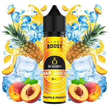 Οπτική απεικόνιση του μπουκαλιού 60ml Bombo Bar Juice Hyper Boost Pineapple Peach Ice.