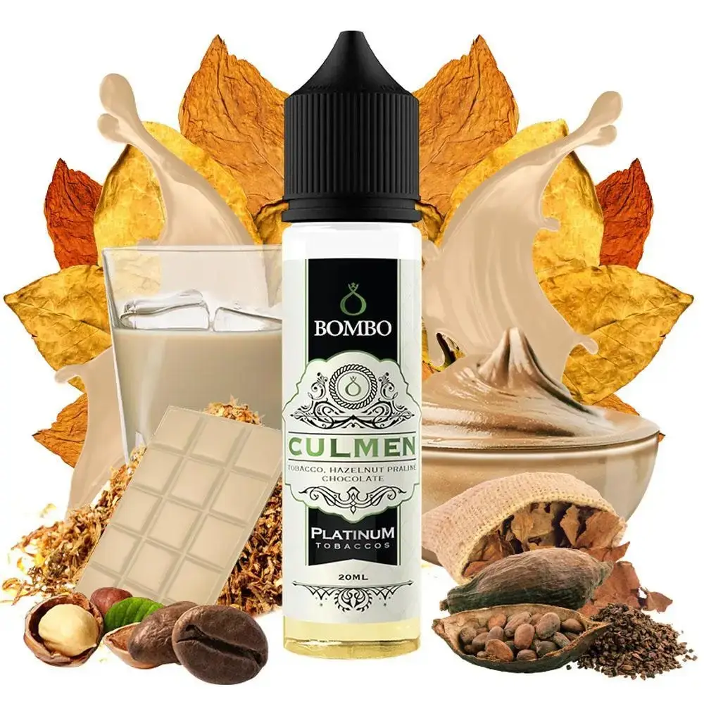 bombo-platinum-tobaccos-culmen-20ml-60ml-flavorshot Οπτική απεικόνιση του μπουκαλιού 60ml Bombo Platinum Tobaccos Culmen.