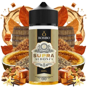 Οπτική απεικόνιση του μπουκαλιού 120ml Bombo Platinum Tobaccos Supra Aldonza Reserve.