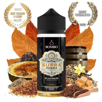 Οπτική απεικόνιση του μπουκαλιού 120ml Bombo Platinum Tobaccos Supra Reserve.