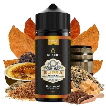 Οπτική απεικόνιση του μπουκαλιού 120ml Bombo Platinum Tobaccos Supra Reserve.