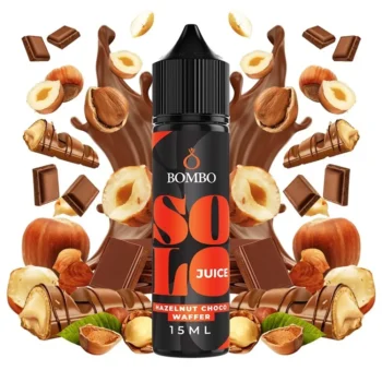 Οπτική απεικόνιση του μπουκαλιού 60ml Bombo Solo Juice Hazelnut Choco Waffer.