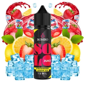 Οπτική απεικόνιση του μπουκαλιού 60ml Bombo Solo Juice Strawberry Lemon Ice.