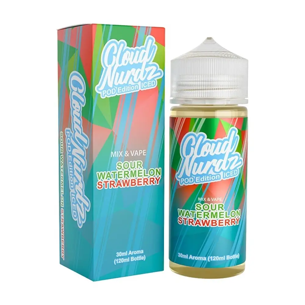 cloud-nurdz-sour-watermelon-strawberry-pod-edition-iced-30ml120ml Φωτογραφία του προϊόντος Cloud Nurdz Pod Edition 30/120ml Sour Watermelon Strawberry.