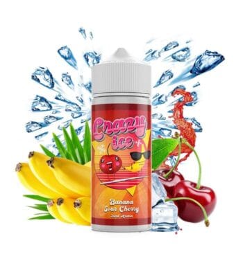 Φιάλη Crazy Ice Banana Sour Cherry flavor shot 120ml με γεύση μπανάνα, ξινό κεράσι, παγωμένη και δροσιστική παγωμένη νότα
