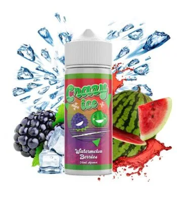 Φιάλη Crazy Ice Watermelon Berries flavor shot 120ml με γεύση καρπούζι, μούρα, παγωμένη και δροσιστική παγωμένη νότα