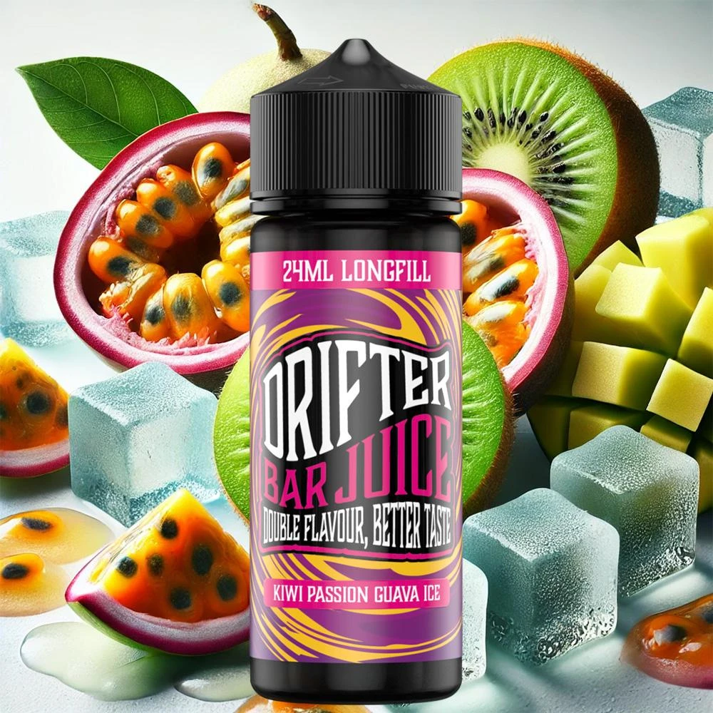 drifter-bar-juice-kiwi-passion-fruit-guava-ice-120ml Φωτογραφία του προϊόντος Drifter Bar Juice 24/120ml Kiwi Passion Guava Ice.