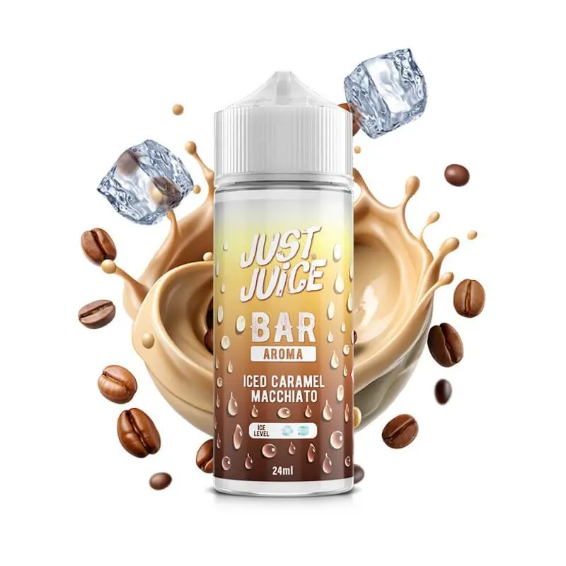 just-juice-iced-caramel-macchiato-flavour-shot-24-120ml-vaporstation Οπτική απεικόνιση του μπουκαλιού 120ml Flavor Shot Just Juice Bar Aroma Caramel Macchiato