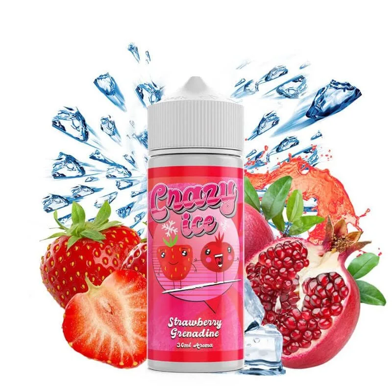 Φιάλη Crazy Ice Strawberry Grenadine flavor shot 120ml με γεύση φράουλα, γκρεναντίν, παγωμένη και δροσιστική παγωμένη νότα