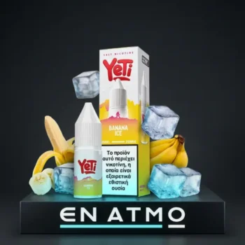 Showcase του Yeti Summit Banana Ice 10ml με το logo του Εν Ατμώ.