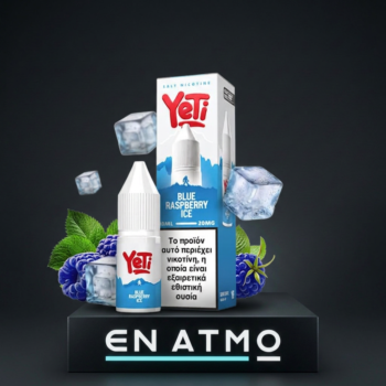 Showcase του Yeti Summit Blue Raspberry Ice 10ml με το logo του Εν Ατμώ.