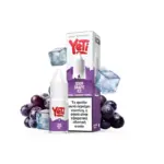 Φωτογραφία του Yeti Summit Sour Grape Ice 10ml με 10mg/ml νικοτίνη και φόντο τα αντιστοιχα φρούτα και παγάκια.