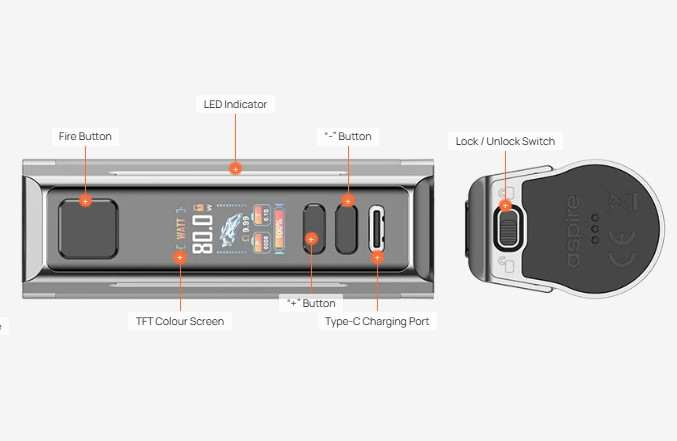 Οπτική απεικόνιση του προϊόντος aspire zelos m80 mod 2600mah overview