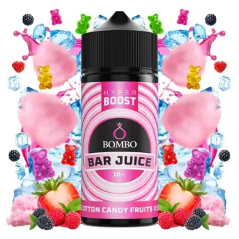 Οπτική απεικόνιση του μπουκαλιού 120ml Bombo Bar Juice Hyper Boost Cotton Candy Fruits Ice.
