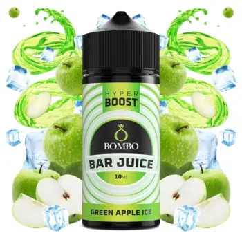 Οπτική απεικόνιση του μπουκαλιού 120ml Bombo Bar Juice Hyper Boost Green Apple Ice.
