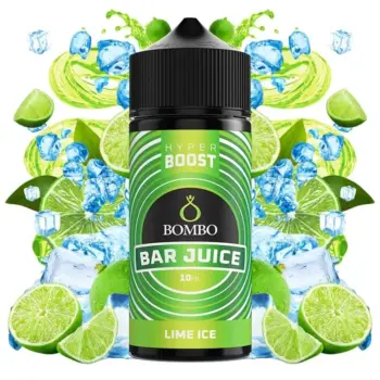 Οπτική απεικόνιση του μπουκαλιού 120ml Bombo Bar Juice Hyper Boost Lime Ice.