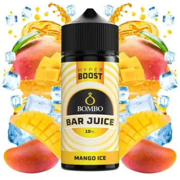 Οπτική απεικόνιση του μπουκαλιού 120ml Bombo Bar Juice Hyper Boost Mango Ice.