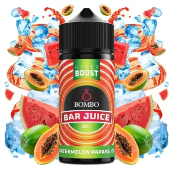 Οπτική απεικόνιση του μπουκαλιού 120ml Bombo Bar Juice Hyper Boost Watermelon Papaya Ice.