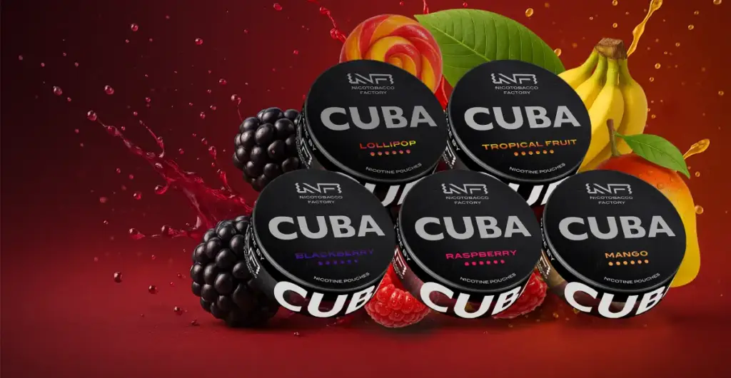 Μπάνερ για τις νέες γεύσεις Cuba Black Nicotine Pouches