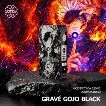 Dotmod dotBox V2 220W Engraved Edition σε μαύρο χρώμα με χαραγμένο τον Gojo Satoru από το anime Jujutsu Kaisen
