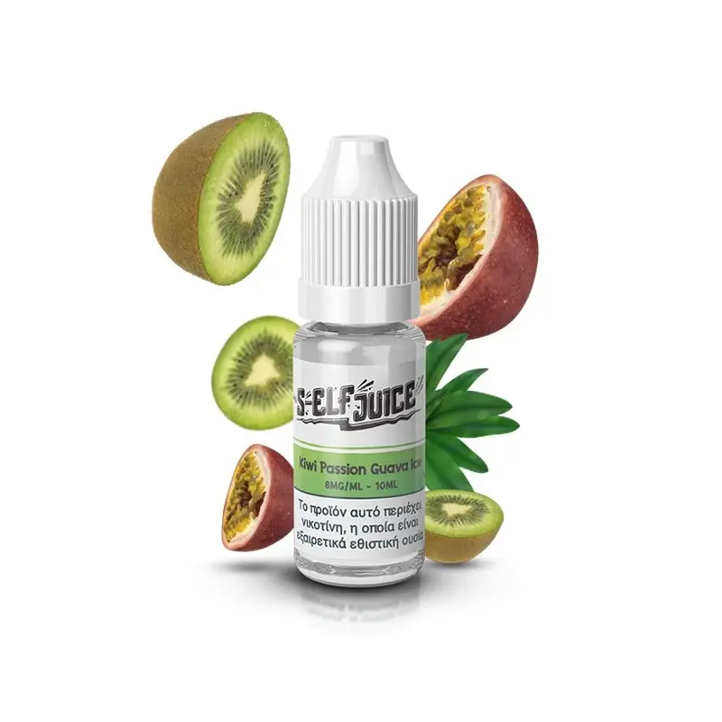 s-elf-juice-kiwi-passion-guava-ice -10ml-8mg Φωτογραφία της συσκευασίας του έτοιμου υγρού S-Elf Juice 10ml 8mg Kiwi Passion Guava Ice.