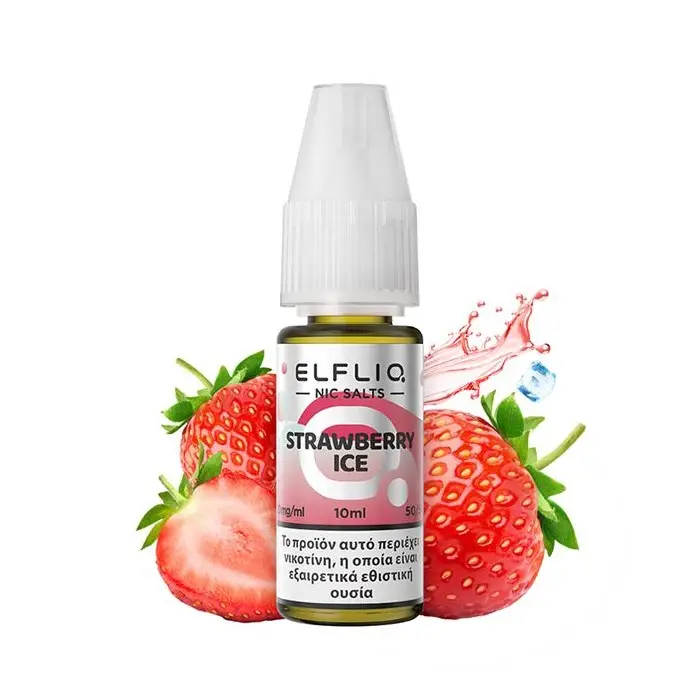 strawberry-ice-elfliq-10ml-normal Φωτογραφία της συσκευασίας του έτοιμου υγρού Elfliq Strawberry Ice 10ml 20mg Nic Salts.