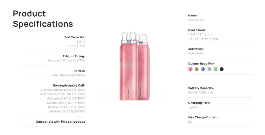Aspire Pixo Aura 2 1800mAh