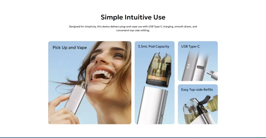 Innokin Foretex 3.5ml 2000mAh Pod Kit 6 Φωτογραφία της εύκολης χρήσης του Innokin Foretex Pod Kit.