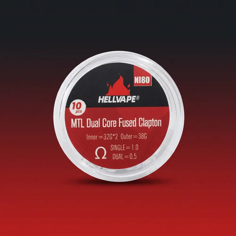 Hellvape Premade Coils (10pcs) - Ni80 MTL Dual Core Fused Clapton 1.0ohm